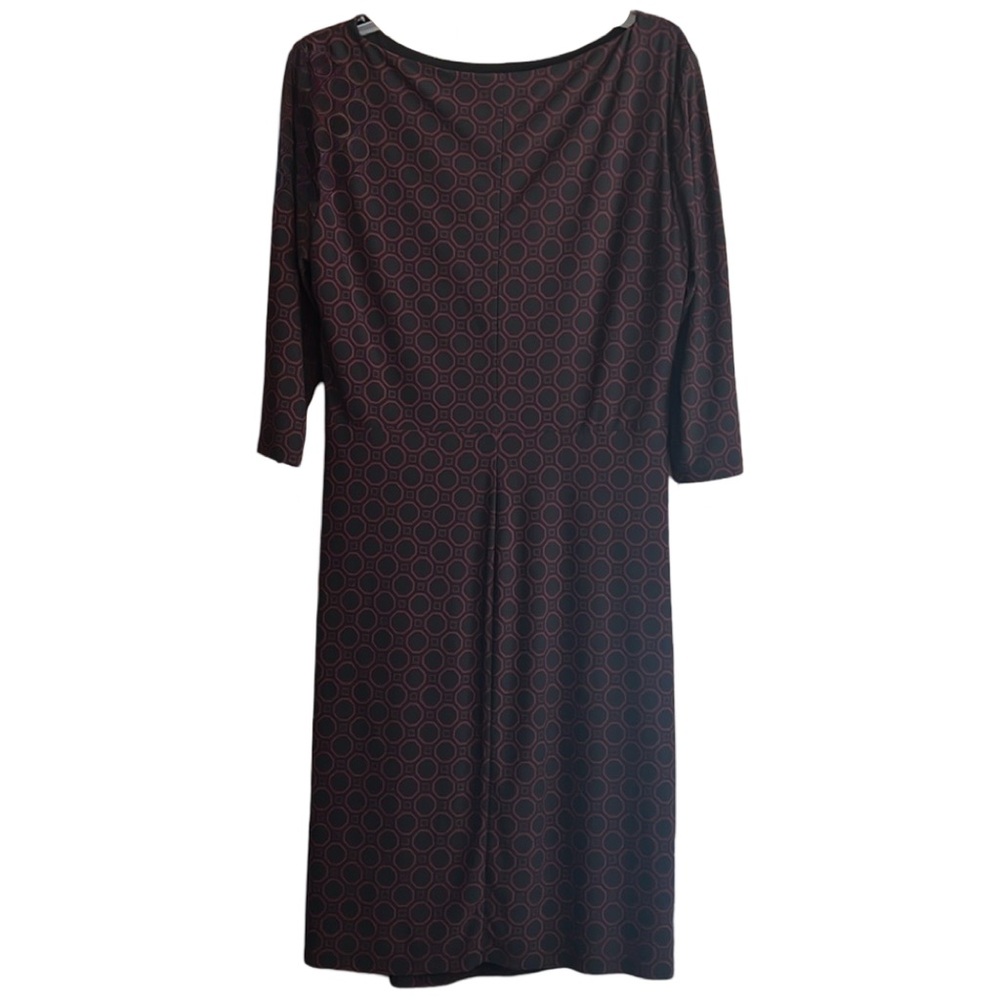 Lauren Ralph Lauren Jersey Knit Faux Wrap Knotted Waist Dress Size 16 Black Red - Picture 3 of 6
